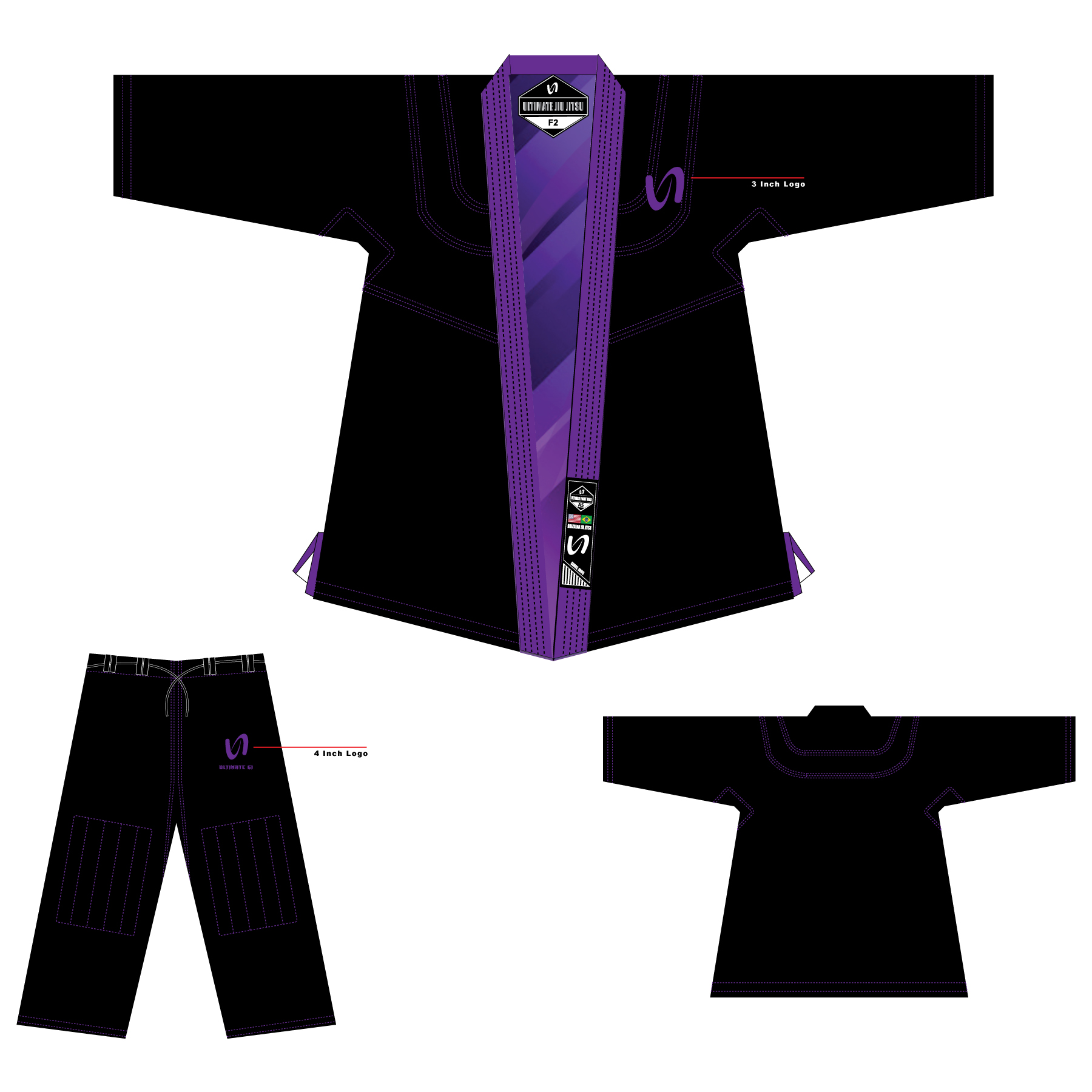New Ultimate Female Gi Black Purple