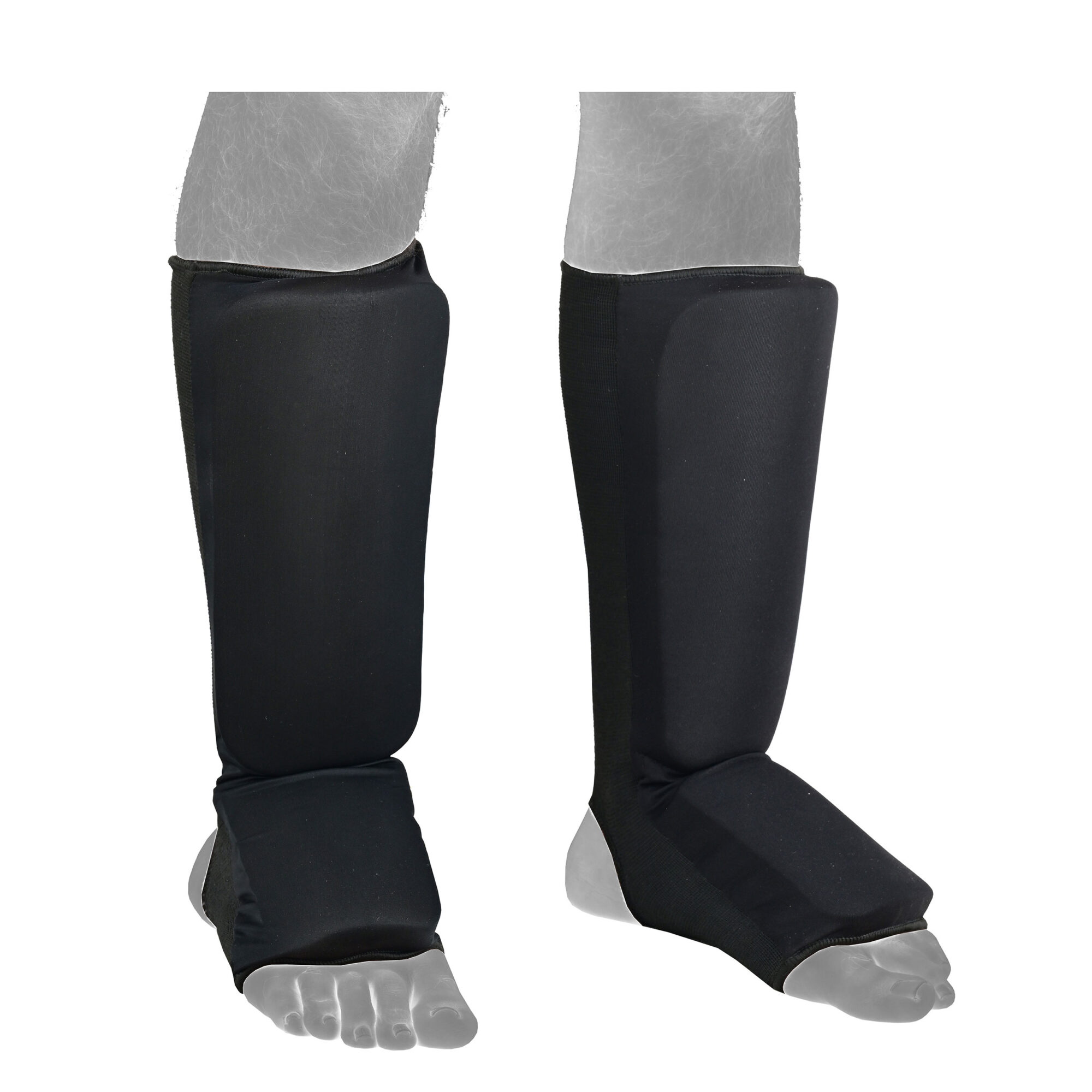MMA Cloth Shin Guard Black Heavy Padded Black