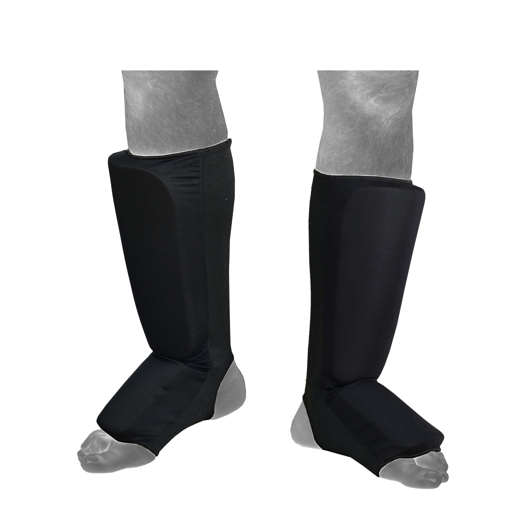 MMA Cloth Shin Guard Black Heavy Padded Black