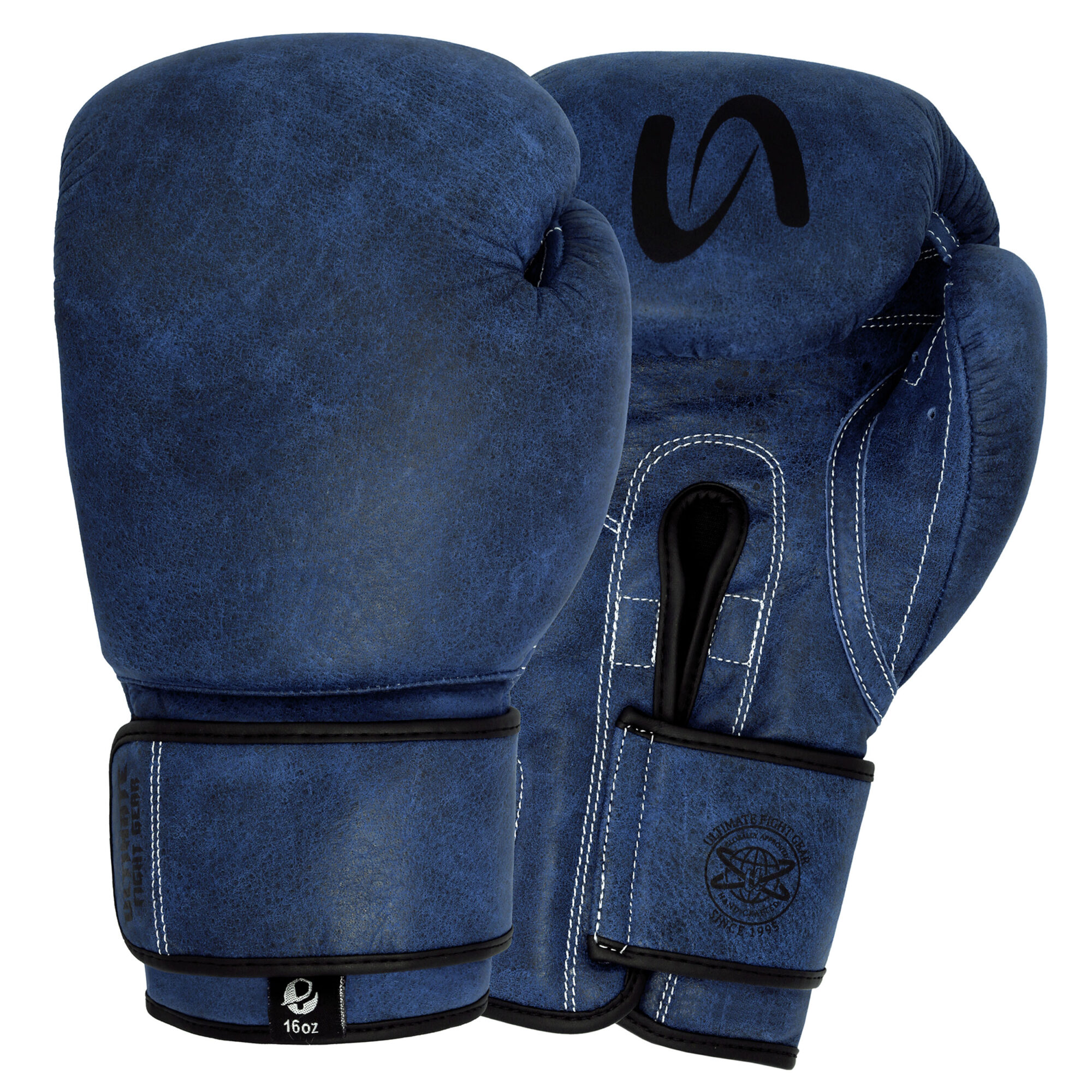 Vintage Boxing Gloves Genuine Leather Blue