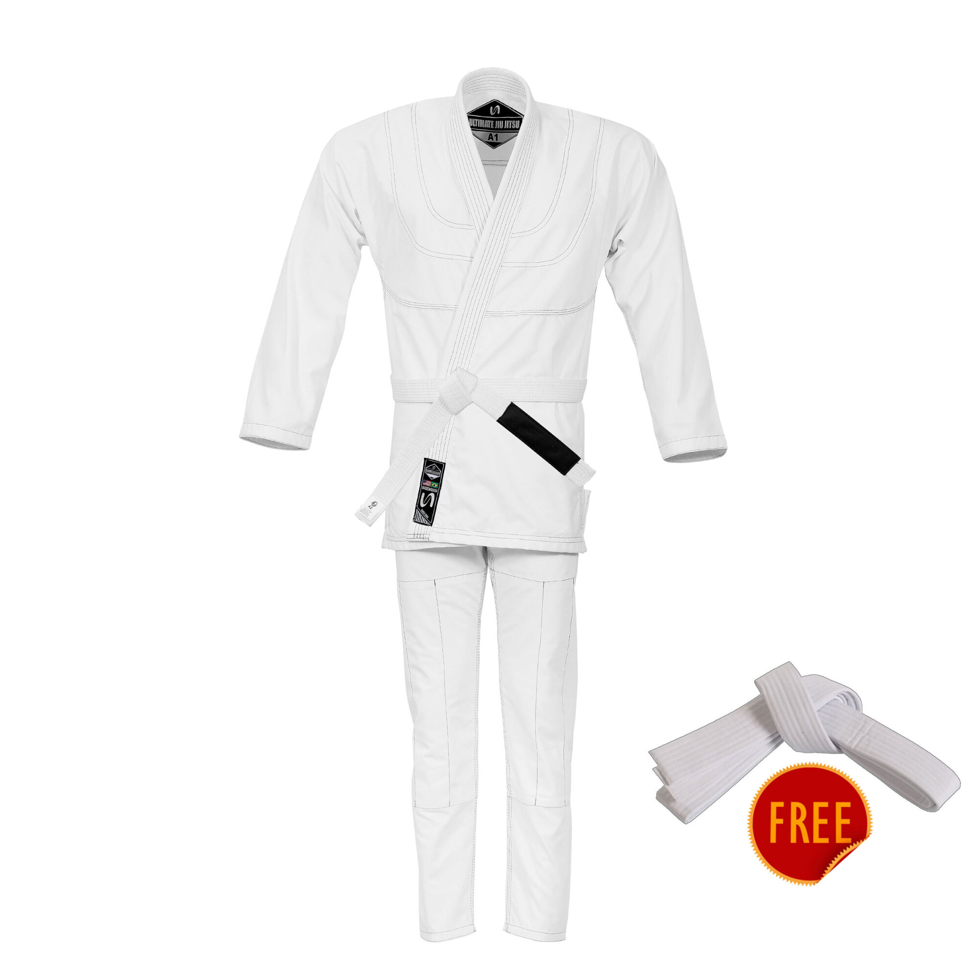 Ultra Light BJJ Gi White – 100% Cotton Canvas (White Belt Included)